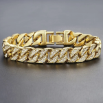 Miami Curb Cuban Chain Bracelet For Men Gold