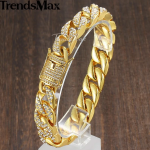 Miami Curb Cuban Chain Bracelet For Men Gold - Image 2