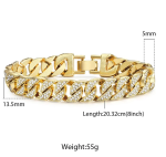 Miami Curb Cuban Chain Bracelet For Men Gold - Image 3