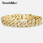 Miami Curb Cuban Chain Bracelet For Men Gold - Image 5