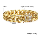 Miami Curb Cuban Chain Bracelet For Men Gold - Image 9