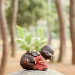 Ceramic Tea Pet Ornaments Small Buddha Statue Monk Figurine Desktop Flower Pot Hydroponic Plant Decoration Tea  Accessories - Image 7