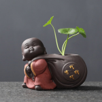 Ceramic Tea Pet Ornaments Small Buddha Statue Monk Figurine Desktop Flower Pot Hydroponic Plant Decoration Tea  Accessories - Image 2