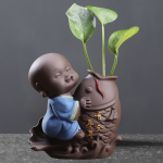 Ceramic Tea Pet Ornaments Small Buddha Statue Monk Figurine Desktop Flower Pot Hydroponic Plant Decoration Tea  Accessories - Image 4
