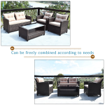 Costway 8PCS Outdoor Rattan Furniture Set Cushioned Sofa Armrest Table - Image 5