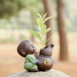 Ceramic Tea Pet Ornaments Small Buddha Statue Monk Figurine Desktop Flower Pot Hydroponic Plant Decoration Tea  Accessories - Image 11