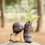 Ceramic Tea Pet Ornaments Small Buddha Statue Monk Figurine Desktop Flower Pot Hydroponic Plant Decoration Tea  Accessories - Image 16