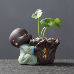 Ceramic Tea Pet Ornaments Small Buddha Statue Monk Figurine Desktop Flower Pot Hydroponic Plant Decoration Tea  Accessories - Image 9