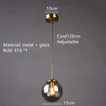Smoky Gray Transparent Glass Chandelier Height Adjustable E27 LED Bulb Gold Metal Lighting Fixtures For Home Foyer Dinning Room - Image 18