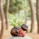 Ceramic Tea Pet Ornaments Small Buddha Statue Monk Figurine Desktop Flower Pot Hydroponic Plant Decoration Tea  Accessories - Image 15