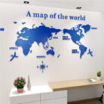 World Map Acrylic 3D Solid Crystal Bedroom Wall With Living Room Classroom Stickers Office Decoration Ideas - Image 9
