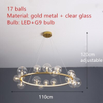 Clear Glass Bubble LED Chandelier Hall Parlor Lighting Fixtures Restaurant Bedroom Modern Hanglamp Cord Adjustable G9 Loft Deco - Image 13