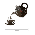 3D DIY Teapot Shape Wall Clock Acrylic Mirror Clock Modern Kitchen Home Decor Wall Sticker Hollow Digital Clock - Image 3