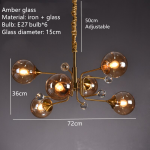 Smoky Gray Transparent Glass Chandelier Height Adjustable E27 LED Bulb Gold Metal Lighting Fixtures For Home Foyer Dinning Room - Image 8