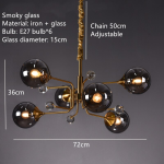 Smoky Gray Transparent Glass Chandelier Height Adjustable E27 LED Bulb Gold Metal Lighting Fixtures For Home Foyer Dinning Room - Image 10