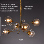 Smoky Gray Transparent Glass Chandelier Height Adjustable E27 LED Bulb Gold Metal Lighting Fixtures For Home Foyer Dinning Room - Image 12