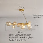 New Design LED Ceiling Lamp Transparent Gray White Glass Cord Hanging Adjustable Lighting Fixtures G9 For Parlor Bedroom Diner - Image 8