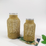 Handmade Straw Woven Glass Vase Creative Crafts Home Decoration Ornament Vase - Image 3
