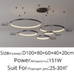 Living Room Ring Pendant Lights Acrylic Led Restaurant Chandelier Modern Minimalist Art Creative Personality Net Red Custom Lamp - Image 23