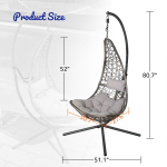 JARDINA Outdoor Swing Patio Wicker Hammock Hanging Egg Chair with Stand and Cushions - Image 6