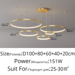 Living Room Ring Pendant Lights Acrylic Led Restaurant Chandelier Modern Minimalist Art Creative Personality Net Red Custom Lamp - Image 18