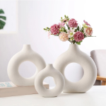 Nordic Ceramic Vase Circular Hollow Donuts Flower Pot