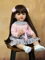 Full Soft Silicone Body Reborn Baby Girl Doll 55 CM 22 Inch Lifelike Long Hair Realistic Princess Toddler Bebe Birthday Gift - Image 2