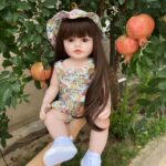 Realistic Full Silicone Body 55 CM 22 Inch Brown Long Hair Lifelike Reborn Baby Girl Doll Toy Princess Toddler Bebe - Image 10
