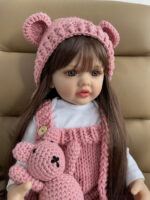 55 CM 22 Inch Lifelike Reborn Baby Girl Doll Soft Silicone Long Brown Hair Realistic Princess Toddler Bebe Birthday Gift - Image 2