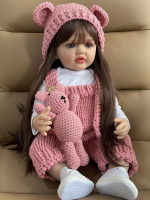 55 CM 22 Inch Lifelike Reborn Baby Girl Doll Soft Silicone Long Brown Hair Realistic Princess Toddler Bebe Birthday Gift - Image 3
