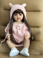 55 CM 22 Inch Lifelike Reborn Baby Girl Doll Soft Silicone Long Brown Hair Realistic Princess Toddler Bebe Birthday Gift - Image 5