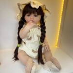 Realistic Full Silicone Body 55 CM 22 Inch Brown Long Hair Lifelike Reborn Baby Girl Doll Toy Princess Toddler Bebe - Image 4