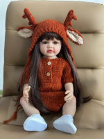 55 CM 22 Inch Lifelike Reborn Baby Girl Doll Soft Silicone Long Brown Hair Realistic Princess Toddler Bebe Birthday Gift - Image 9