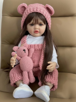 55 CM 22 Inch Lifelike Reborn Baby Girl Doll Soft Silicone Long Brown Hair Realistic Princess Toddler Bebe Birthday Gift