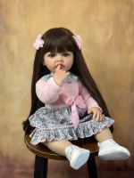 Full Soft Silicone Body Reborn Baby Girl Doll 55 CM 22 Inch Lifelike Long Hair Realistic Princess Toddler Bebe Birthday Gift - Image 5