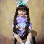 Realistic Full Silicone Body 55 CM 22 Inch Brown Long Hair Lifelike Reborn Baby Girl Doll Toy Princess Toddler Bebe - Image 8