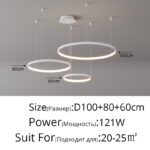 Living Room Ring Pendant Lights Acrylic Led Restaurant Chandelier Modern Minimalist Art Creative Personality Net Red Custom Lamp - Image 21