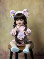 Realistic Full Silicone Body 55 CM 22 Inch Brown Long Hair Lifelike Reborn Baby Girl Doll Toy Princess Toddler Bebe - Image 7