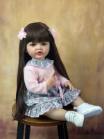 Full Soft Silicone Body Reborn Baby Girl Doll 55 CM 22 Inch Lifelike Long Hair Realistic Princess Toddler Bebe Birthday Gift - Image 3