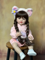 55 CM 22 Inch Lifelike Reborn Baby Girl Doll Soft Silicone Long Brown Hair Realistic Princess Toddler Bebe Birthday Gift - Image 10