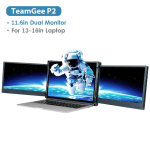 TeamGee Portable Monitor for Laptop 13.3” FHD Triple Monitor Screen Extender Type-C USB-A Portable Monitor For Switch/Mac