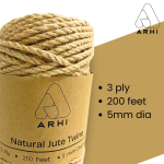 2 Pack ARHI 200FT Natural Jute Twine Rope 4mm 3Ply for Gardening & Packing Craft - Image 2