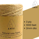 2Pack ARHI 1000FT Natural Jute Twine Rope 2mm 3Ply for Gardening & Packing Craft - Image 2