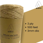 ARHI 500FT Natural Jute Twine Rope 3mm 3Ply for Gardening & Packing Craft USA - Image 2