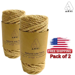 2 Pack ARHI 100FT Natural Jute Twine Rope 5mm 3Ply for Gardening & Packing Craft